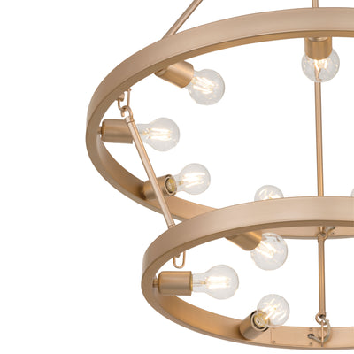 Golden Lighting Castile 15-light 2-tier Chandelier (9+6) in French Gold - - Golden Lighting