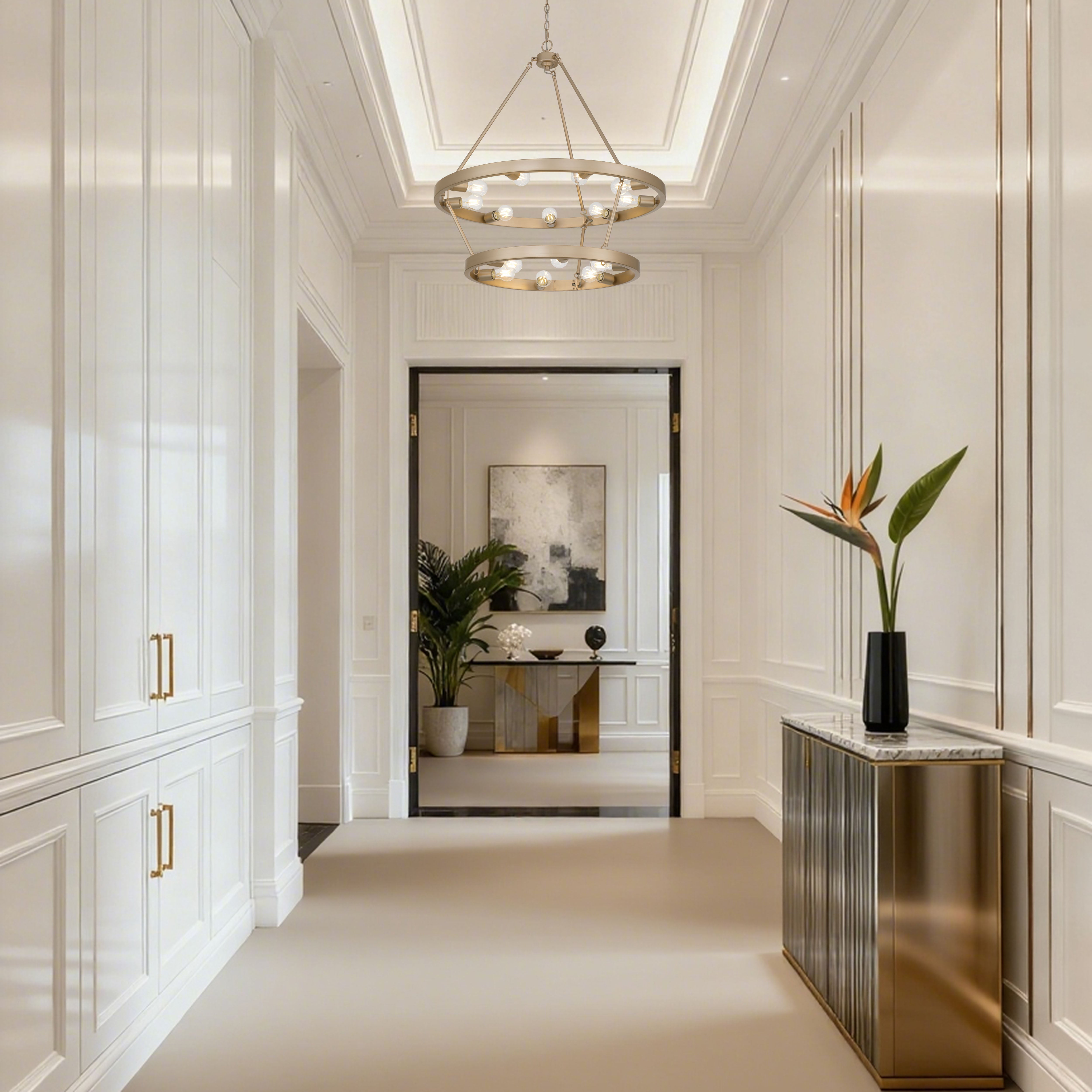 Golden Lighting Castile 15-light 2-tier Chandelier (9+6) in French Gold - - Golden Lighting