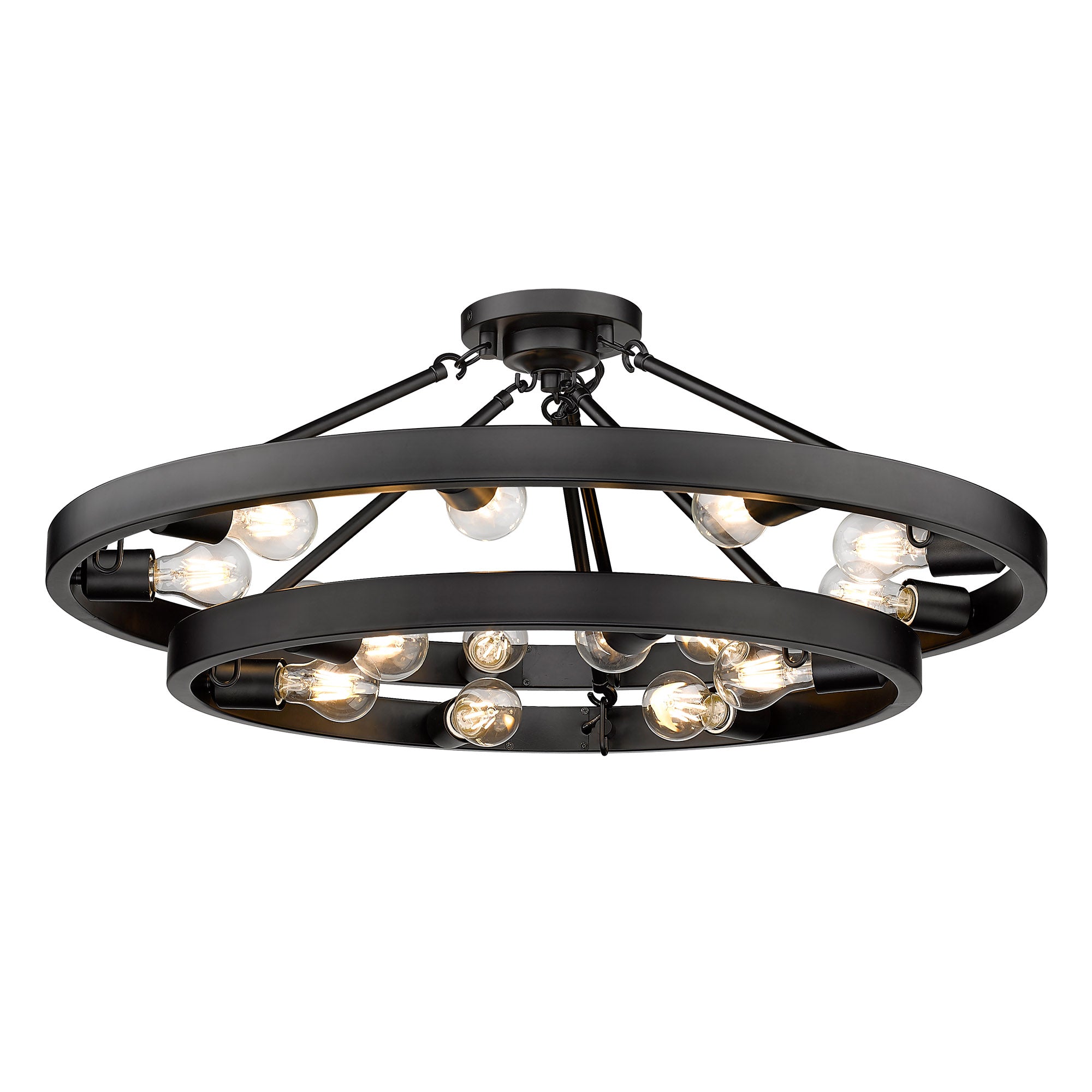 Golden Lighting Castile 15-light Semi-Flush Mount in Matte Black - - Golden Lighting
