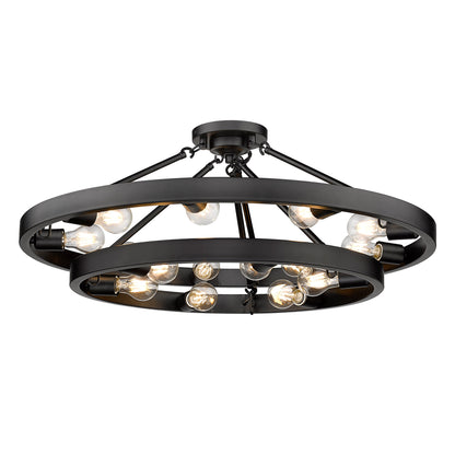 Golden Lighting Castile 15-light Semi-Flush Mount in Matte Black