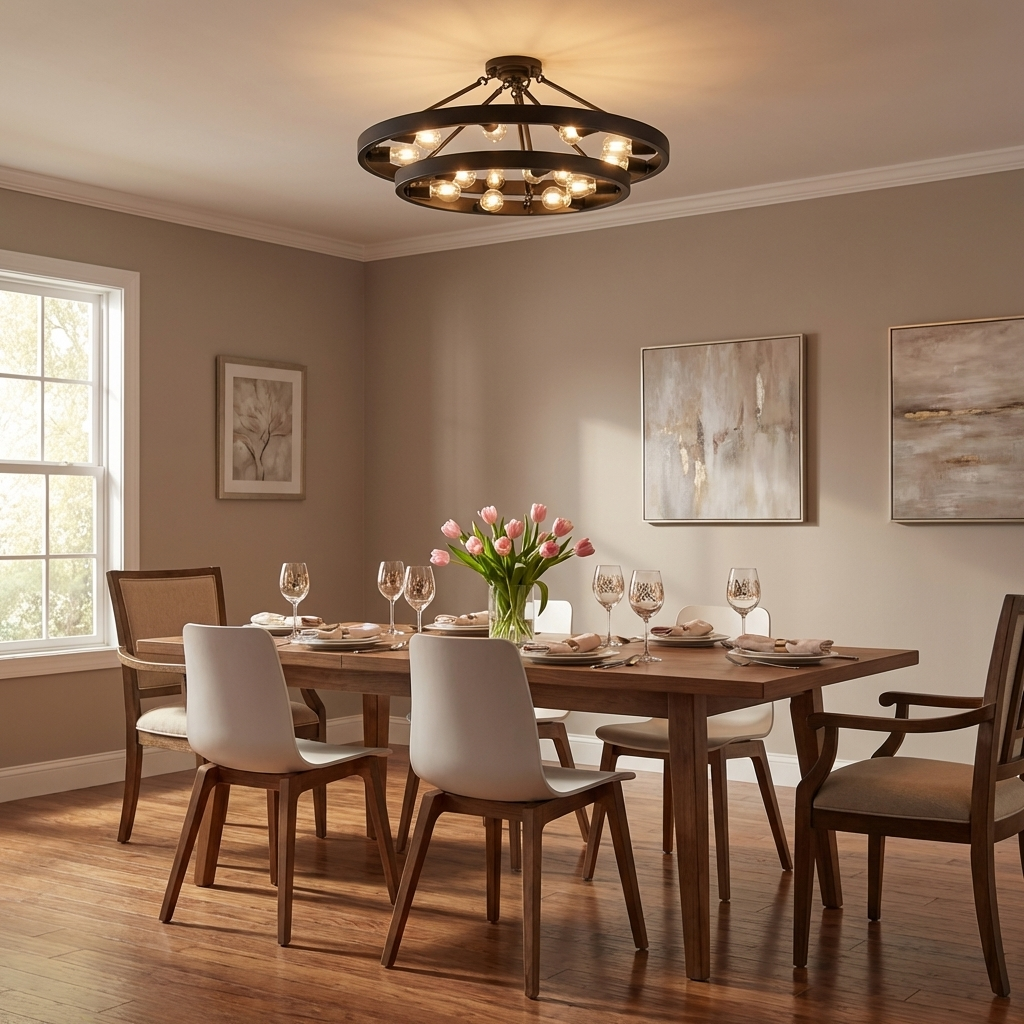 Castile 15-light Semi-Flush Mount in Matte Black, alternate view - Golden Lighting