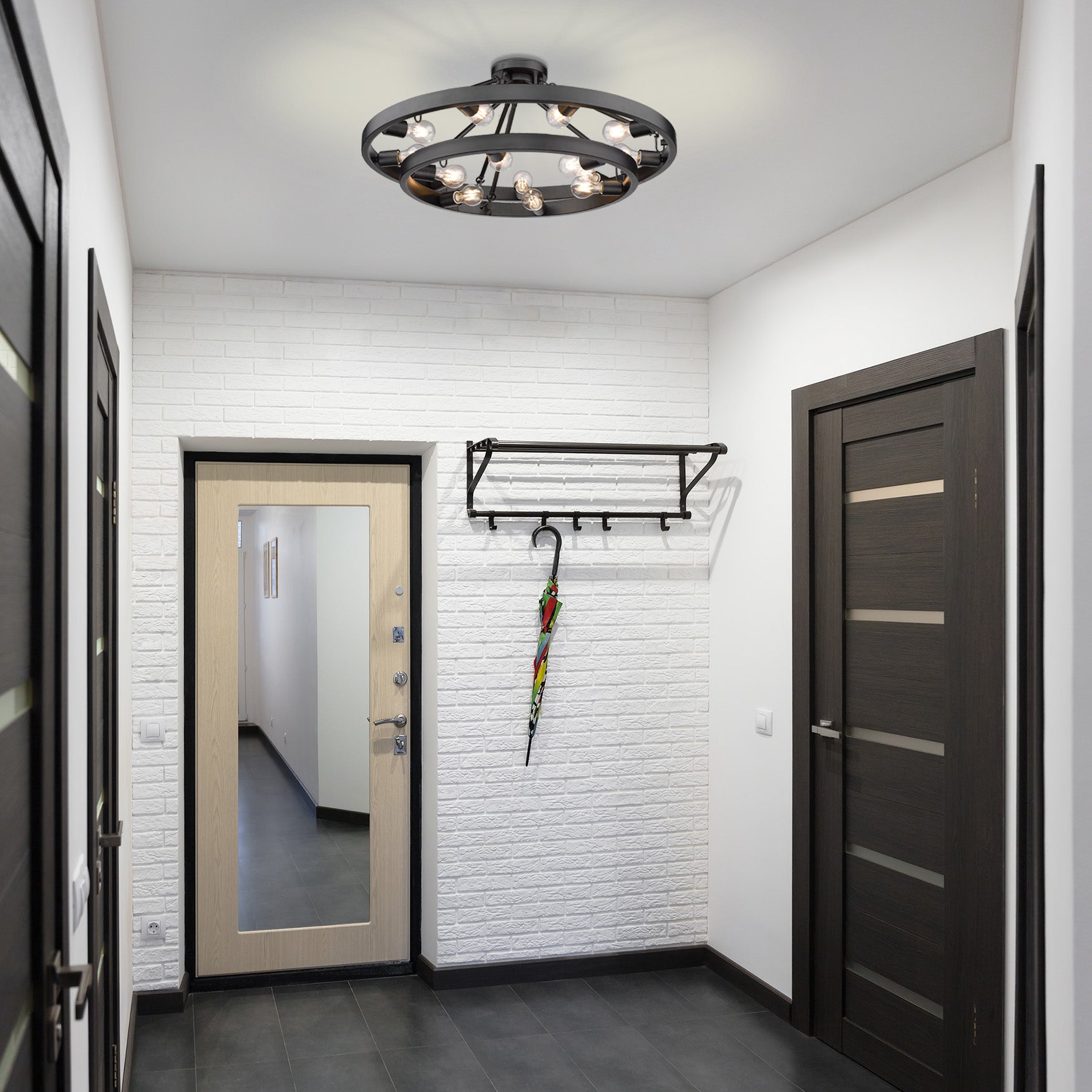 Golden Lighting Castile 15-light Semi-Flush Mount in Matte Black