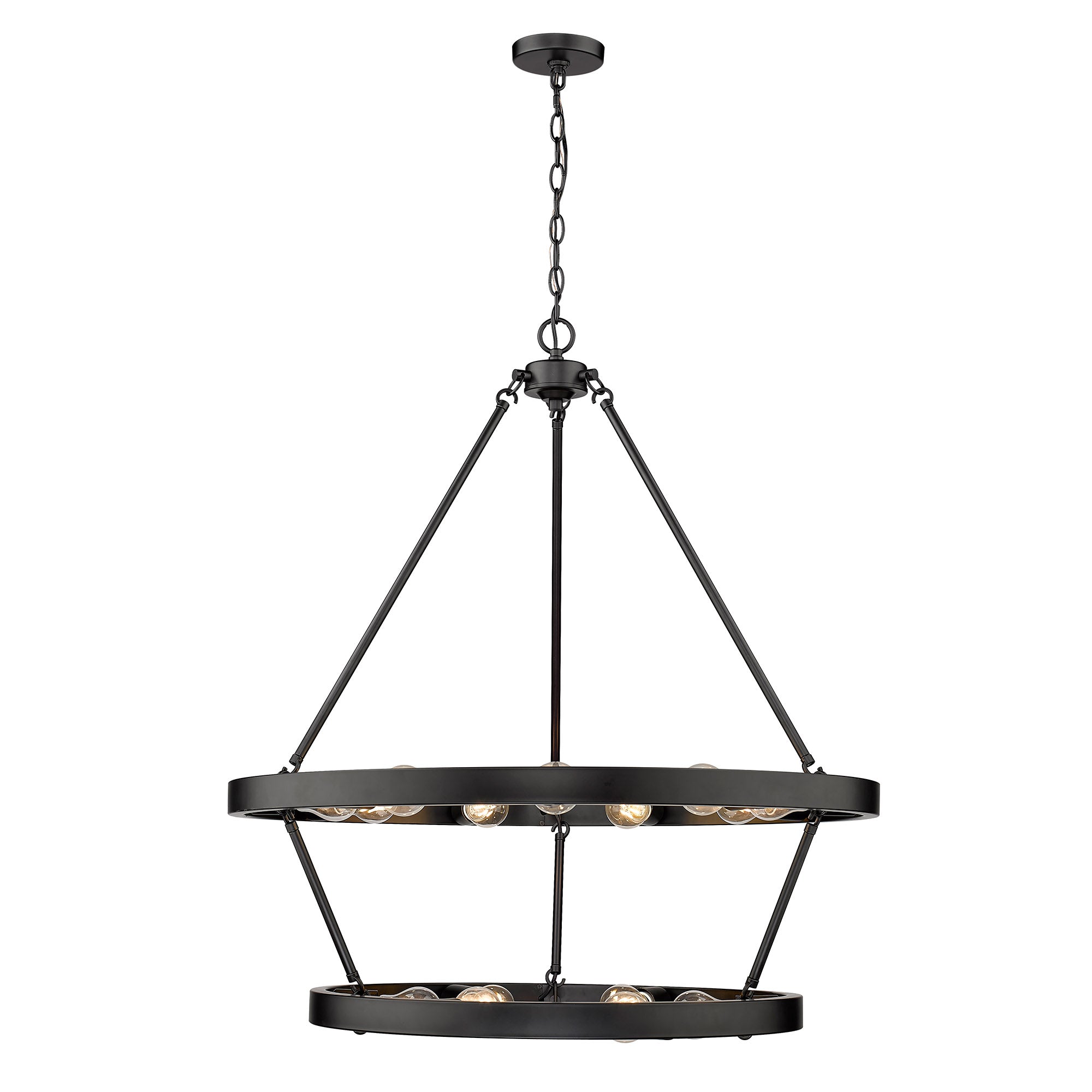 Castile 2 Tier - 15 Light Chandelier (Top 9, Bottom 6) - Matte Black / No Shade / NA - Golden Lighting