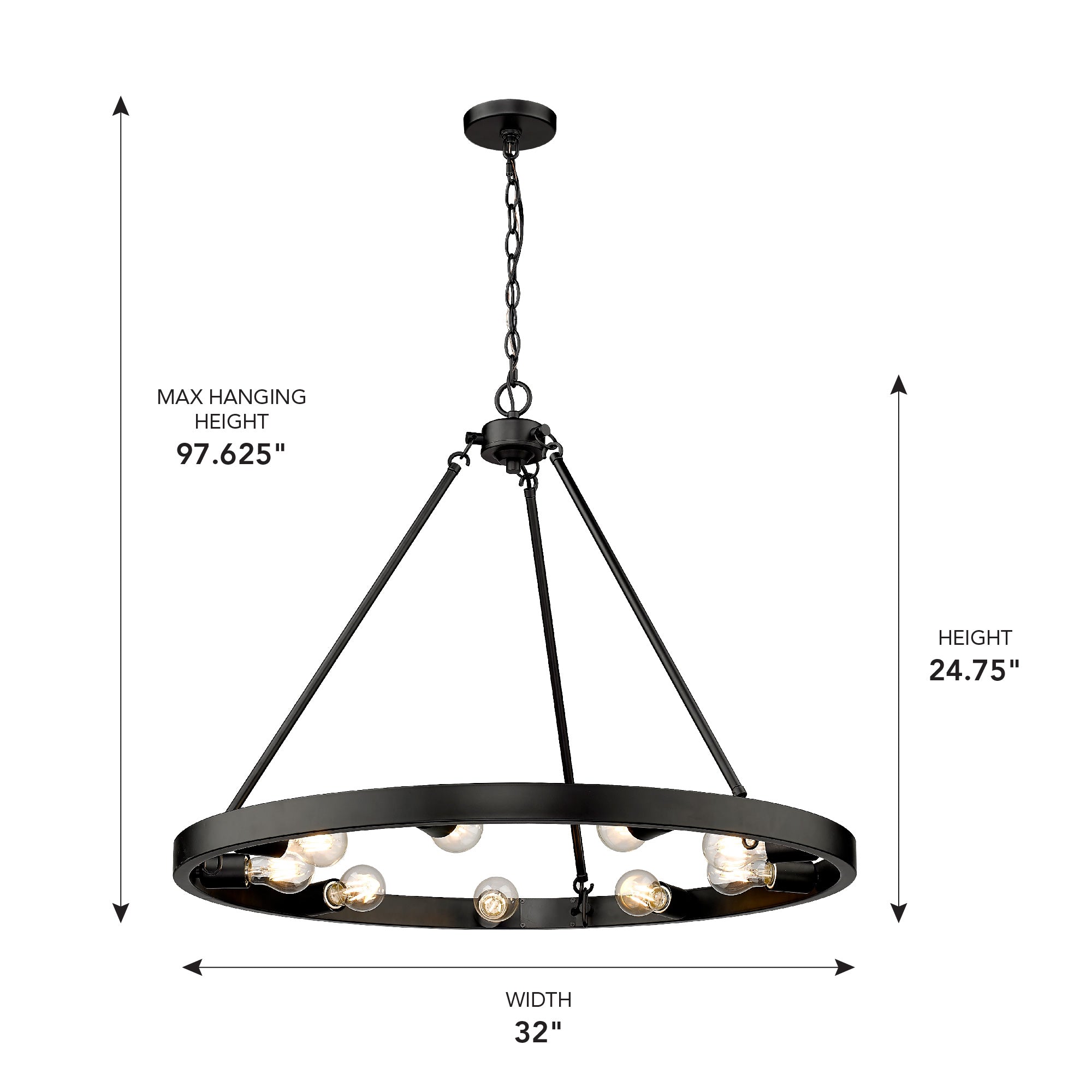 Golden Lighting Castile 9-light Chandelier in Matte Black - - Golden Lighting