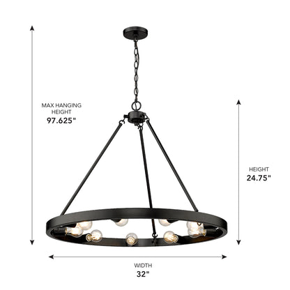 Golden Lighting Castile 9-light Chandelier in Matte Black - - Golden Lighting