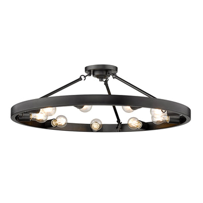 Golden Lighting Castile 9-light Semi-Flush Mount in Matte Black - Default Title - Golden Lighting
