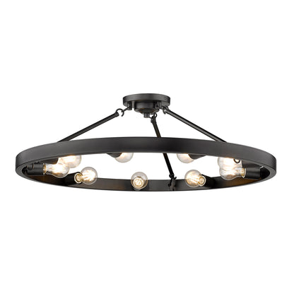 Golden Lighting Castile 9-light Semi-Flush Mount in Matte Black - Default Title - Golden Lighting