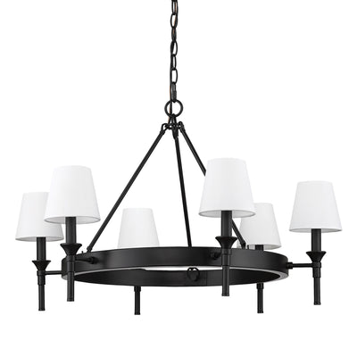 Edinburgh 6-light Chandelier in Matte Black and Modern White shade
