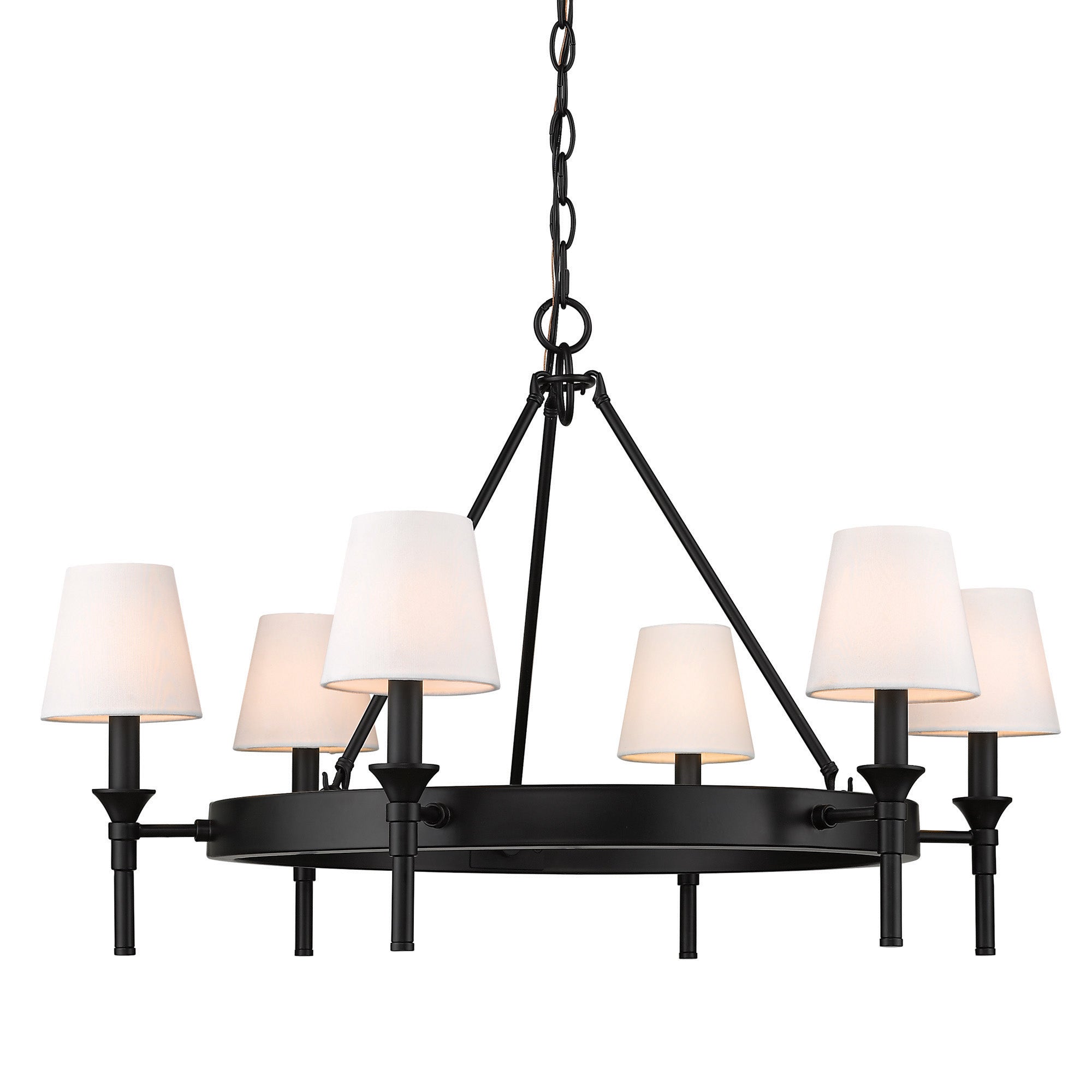 Edinburgh 6-light Chandelier in Matte Black and Modern White shade