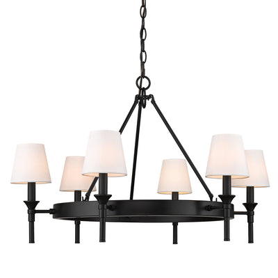 Edinburgh 6-light Chandelier in Matte Black and Modern White shade