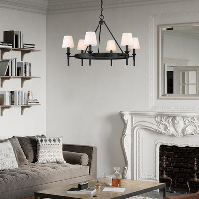 Edinburgh 6-light Chandelier in Matte Black and Modern White shade