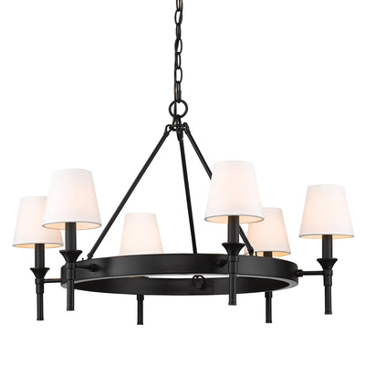 Edinburgh 6-light Chandelier in Matte Black and Modern White shade - - Golden Lighting