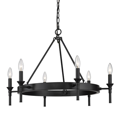 Edinburgh 6 Light Chandelier in Matte Black - - Golden Lighting