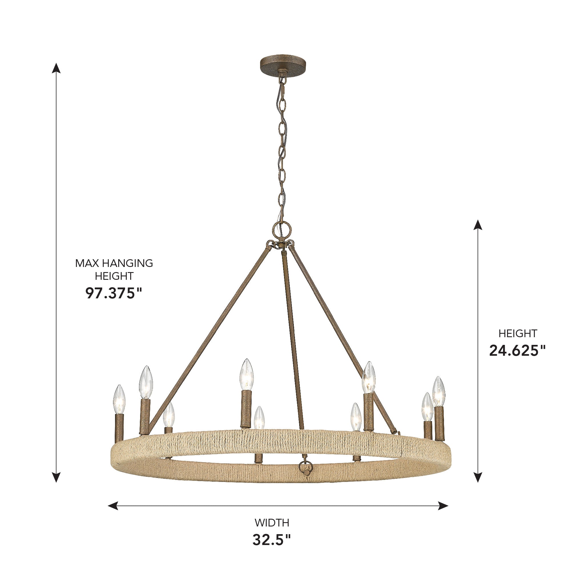 Yates 9-light Chandelier in Burnished Chestnut
