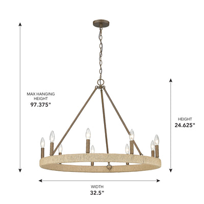 Yates 9-light Chandelier in Burnished Chestnut