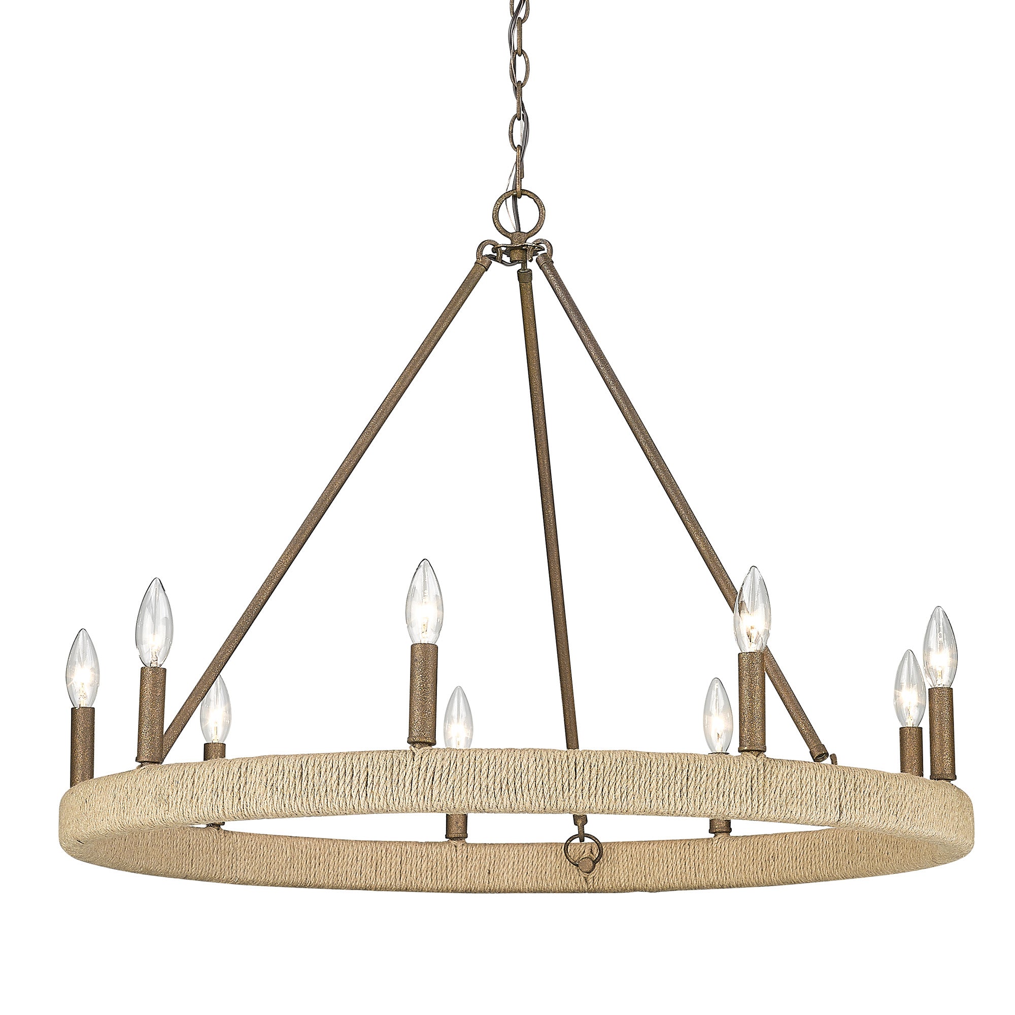 Yates 9 Light Chandelier in Burnished Chestnut - - Golden Lighting