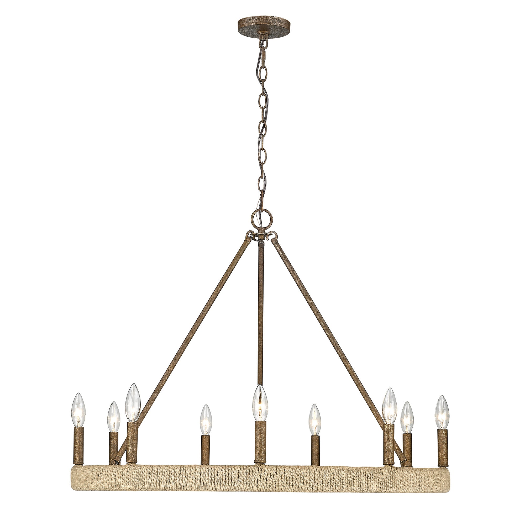 Yates 9 Light Chandelier in Burnished Chestnut - Burnished Chestnut / No Shade / NA - Golden Lighting