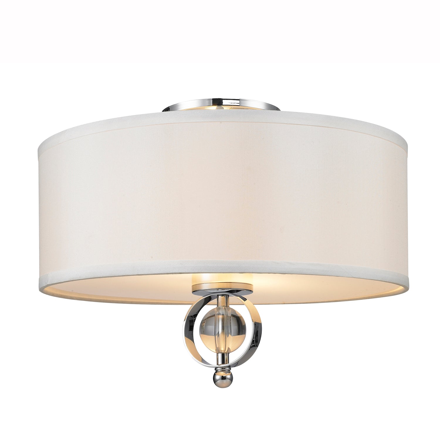 Cerchi Flush Mount in Chrome with Opal Satin Shade - - Golden Lighting