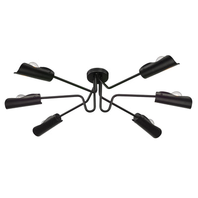 Newton 6-light Semi-Flush Mount in Matte Black