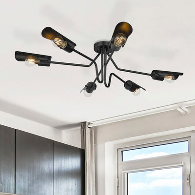Newton 6-light Semi-Flush Mount in Matte Black