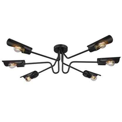 Newton 6 Light Semi-Flush in Matte Black - - Golden Lighting