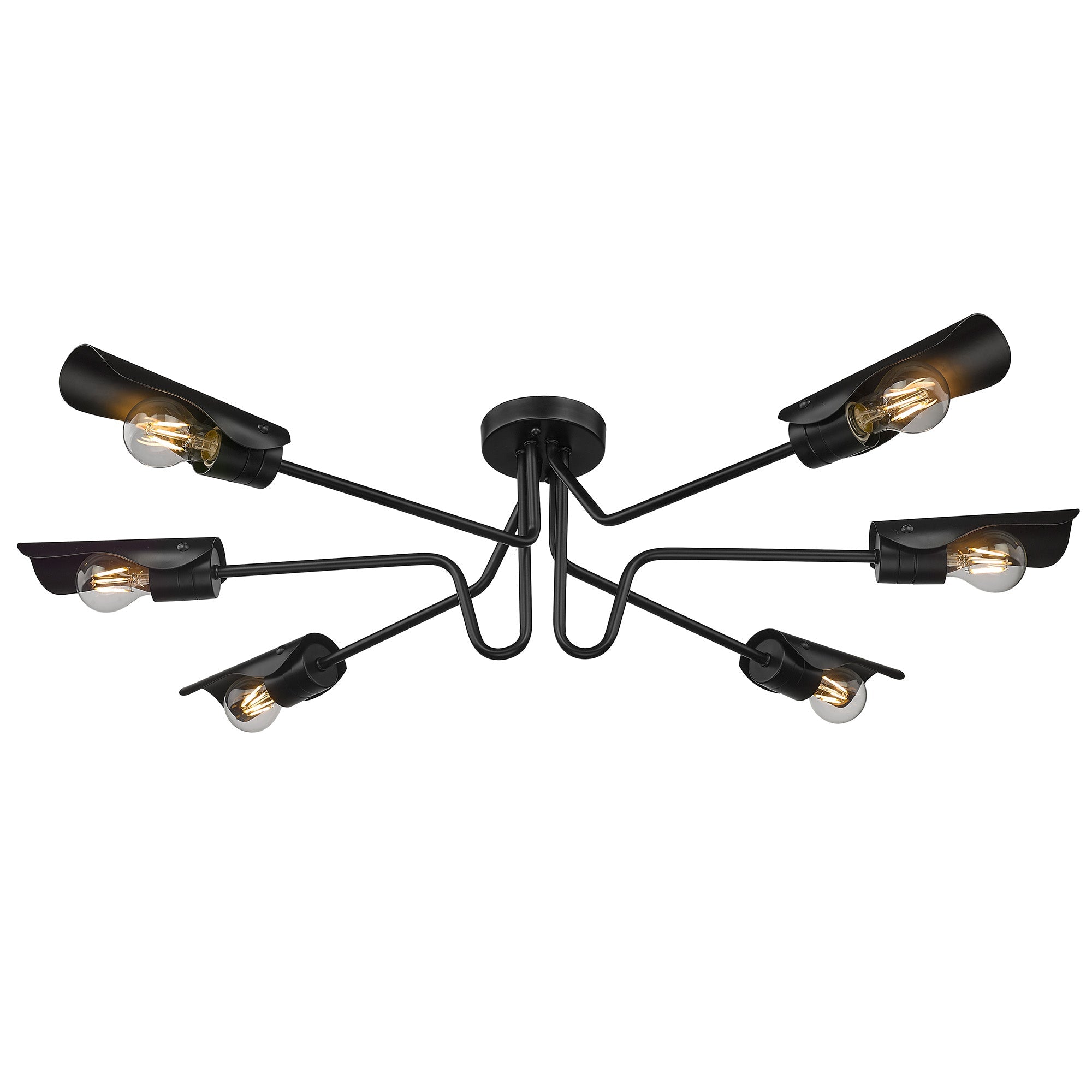 Newton 6-light Semi-Flush Mount in Matte Black - - Golden Lighting
