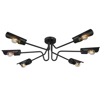 Newton 6-light Semi-Flush Mount in Matte Black - - Golden Lighting