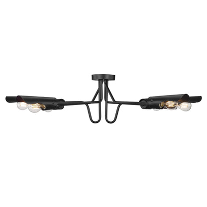 Newton 6 Light Semi-Flush in Matte Black - - Golden Lighting