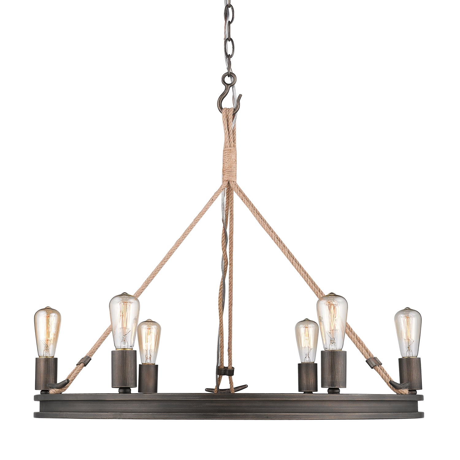 Chatham 6 Light Chandelier in Gunmetal Bronze - - Golden Lighting