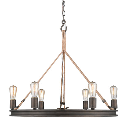 Chatham 6 Light Chandelier in Gunmetal Bronze - - Golden Lighting