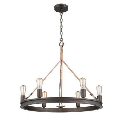 Chatham 6 Light Chandelier in Gunmetal Bronze - Gunmetal Bronze / No Shade / NA - Golden Lighting