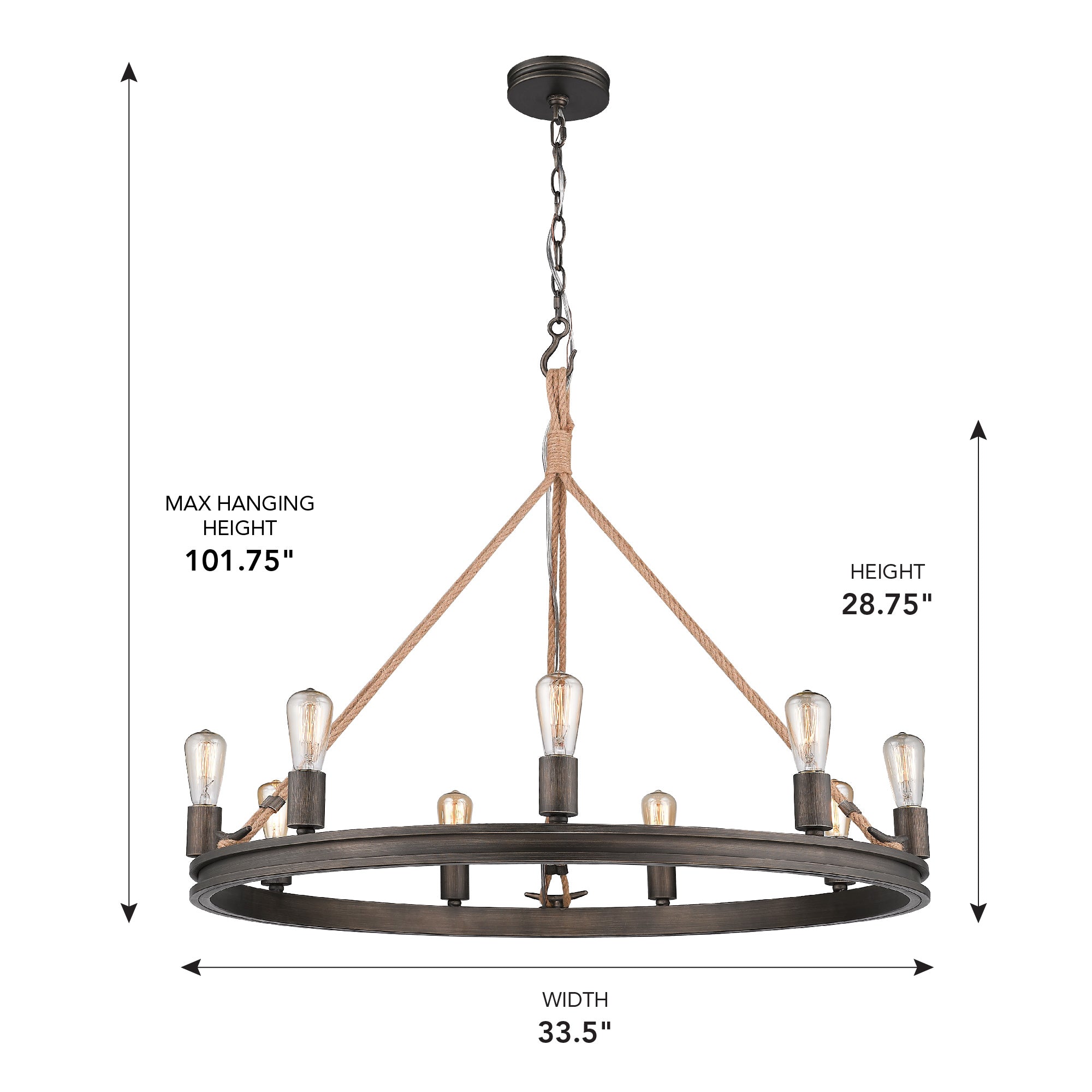 Chatham 9-light Chandelier in Gunmetal Bronze - - Golden Lighting