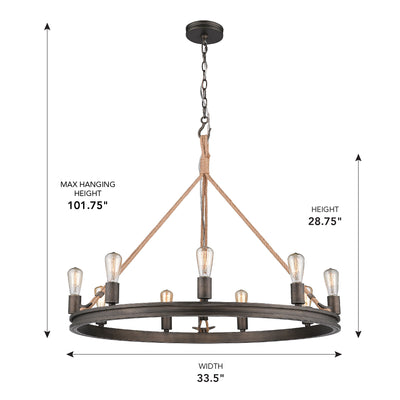 Chatham 9-light Chandelier in Gunmetal Bronze - - Golden Lighting