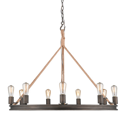 Chatham 9 Light Chandelier in Gunmetal Bronze - - Golden Lighting