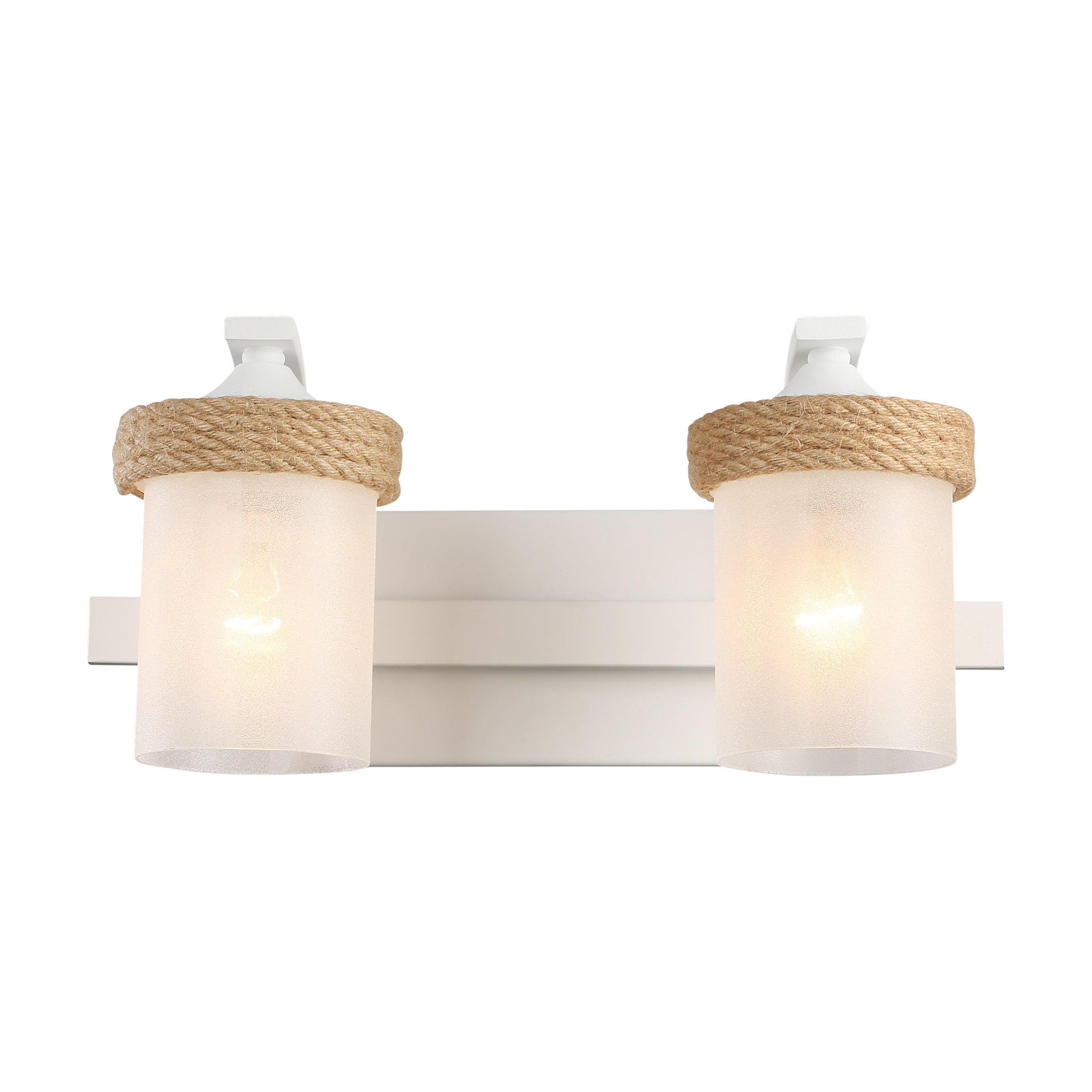 Chatham 2-Light Vanity Light in Natural White with Clear Sandblasted Glass - Natural White / Clear Sandblasted Glass / Clear - Golden Lighting