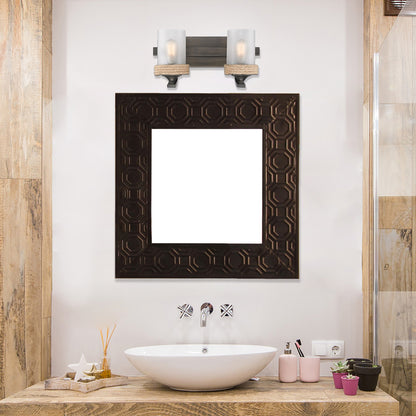 Chatham 2 Light Bath Vanity in Gunmetal Bronze with Clear Sandblasted Glass - Incandescent,Type A / 2 x 100W(M) / 16"L x 7.75"H x 7.875"E - Golden Lighting