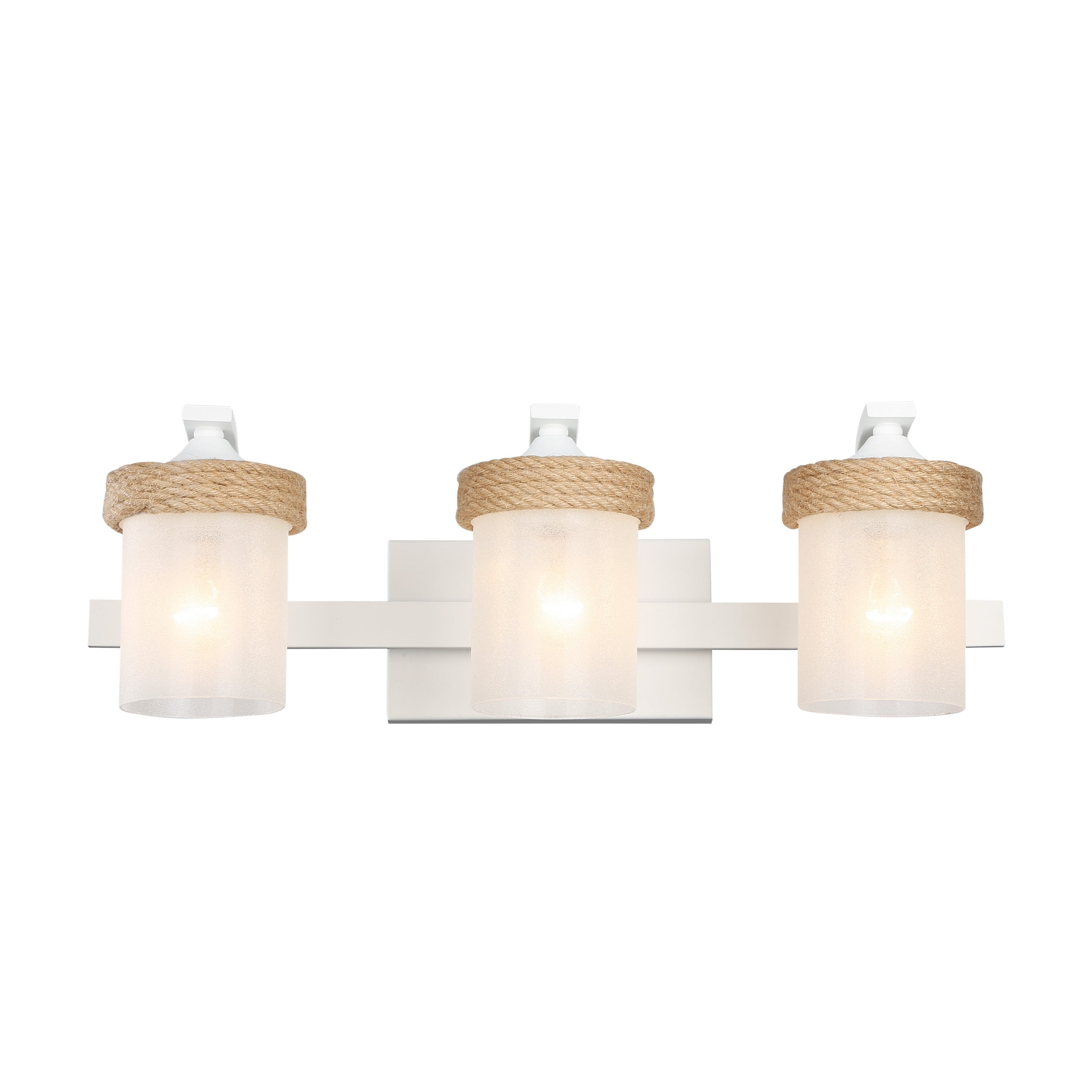 Chatham 3-Light Vanity Light in Natural White with Clear Sandblasted Glass - - Golden Lighting