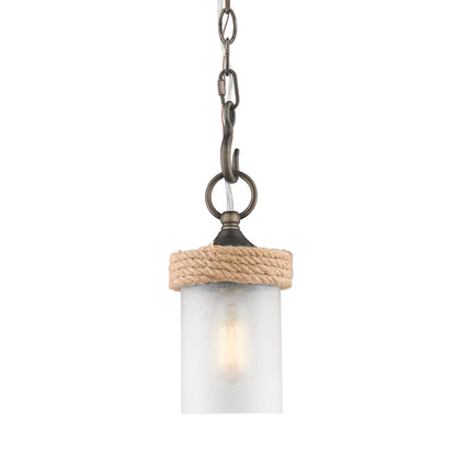 Chatham Mini Pendant in Gunmetal Bronze with Clear Sandblasted Glass - - Golden Lighting