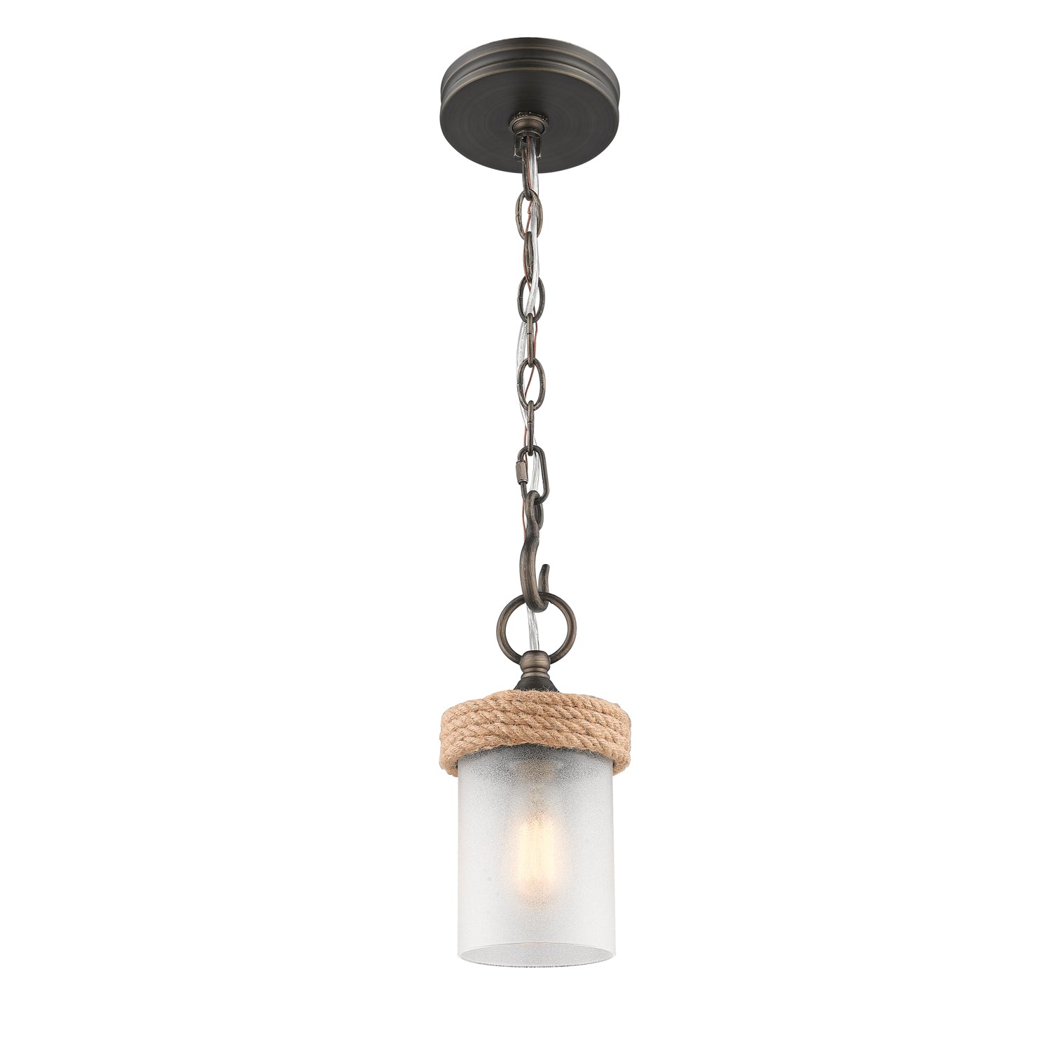 Chatham Mini Pendant in Gunmetal Bronze with Clear Sandblasted Glass - Gunmetal Bronze / Clear Sandblasted Glass / Clear - Golden Lighting