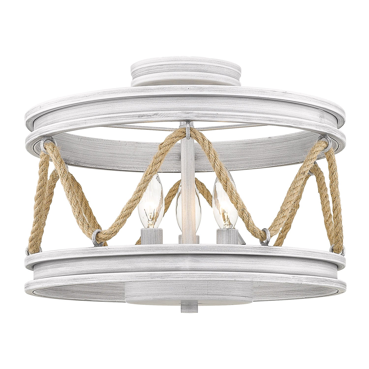Wry Lighting Chatham 3-light Semi-Flush Mount in Gray Driftwood - - Golden Lighting