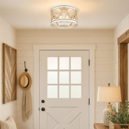 Wry Lighting Chatham 3-light Semi-Flush Mount in Gray Driftwood - Default Title - Golden Lighting