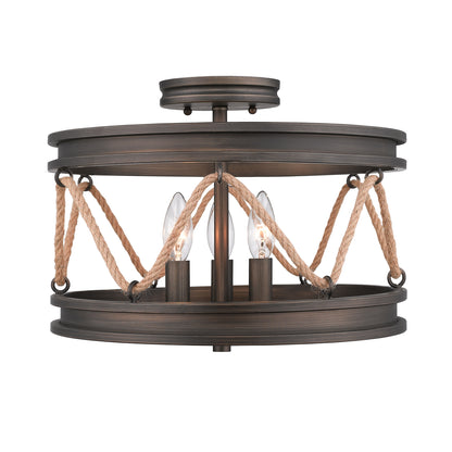 Chatham Semi-Flush in Gunmetal Bronze - - Golden Lighting