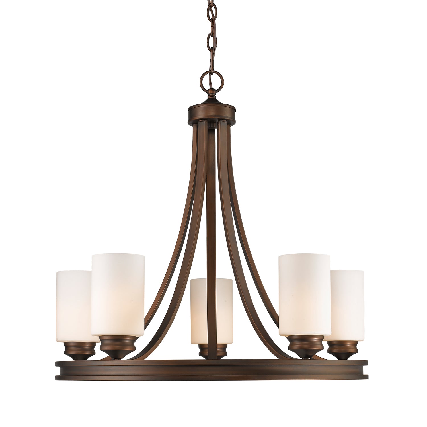 Hidalgo Five Light Chandelier in the Sovereign Bronze finish with Opal Glass - - Golden Lighting