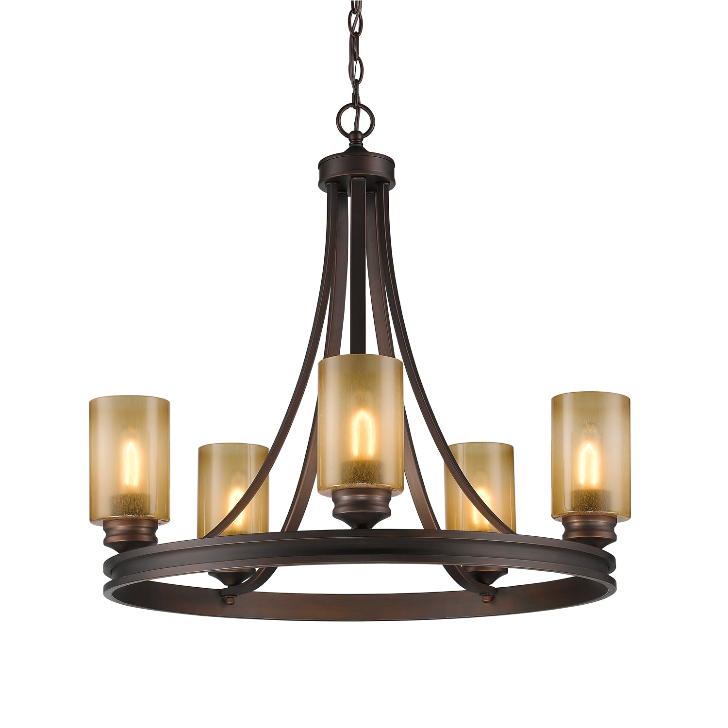 Hidalgo 5 Light Chandelier in Sovereign Bronze with Regal Glass - - Golden Lighting