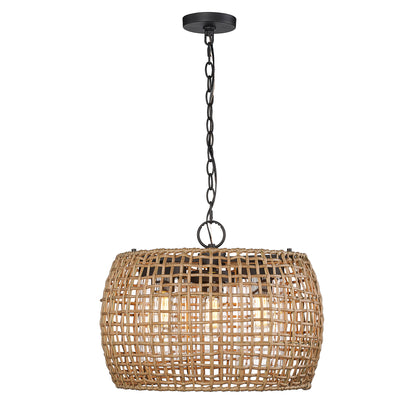 Golden Lighting Piper 3-light Outdoor Pendant in Natural Black - - Golden Lighting