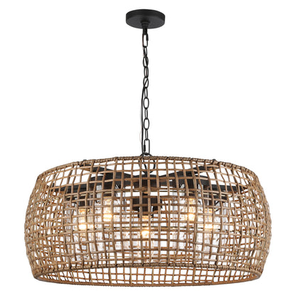 Golden Lighting Piper 5-light Outdoor Pendant in Natural Black