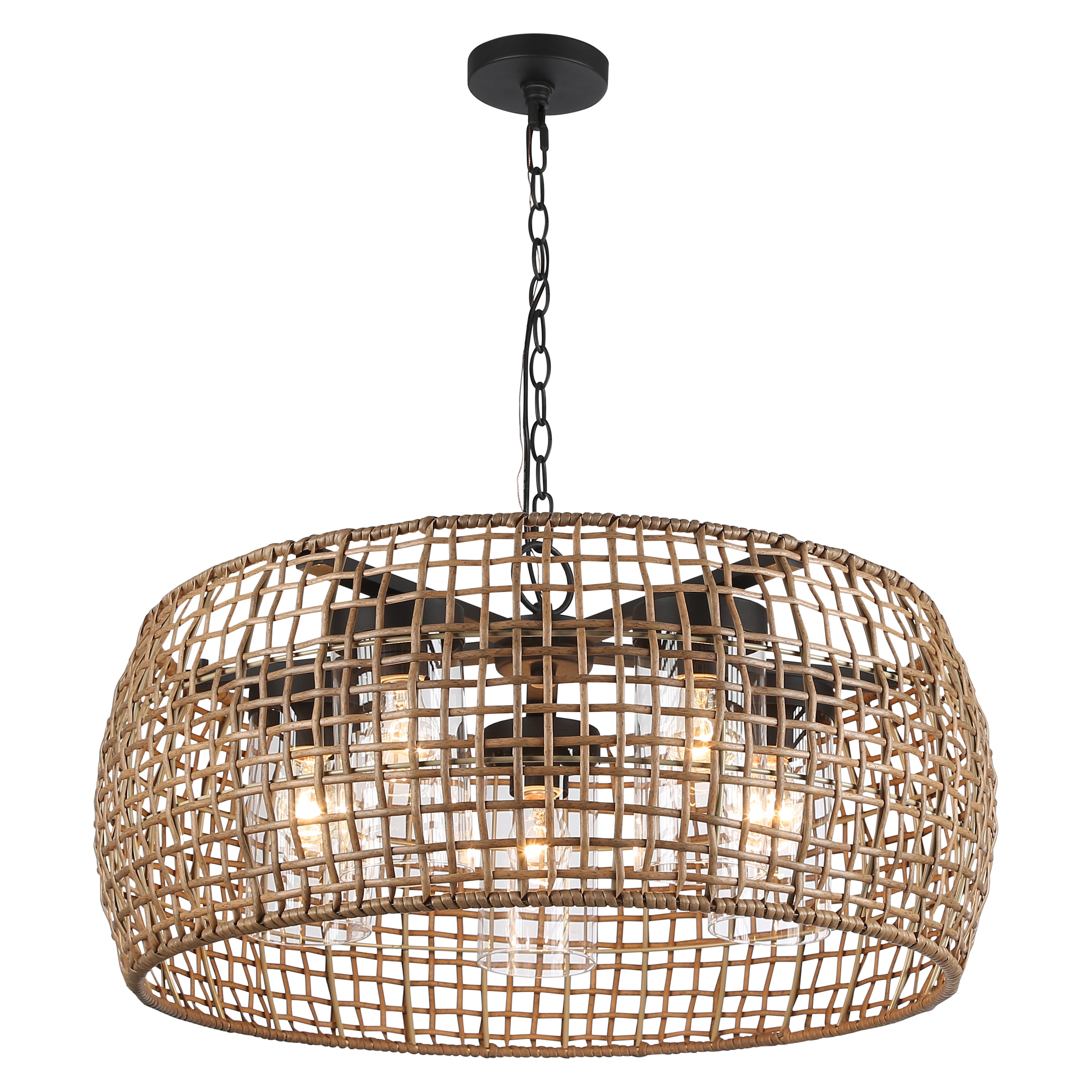 Golden Lighting Piper 5-light Outdoor Pendant in Natural Black