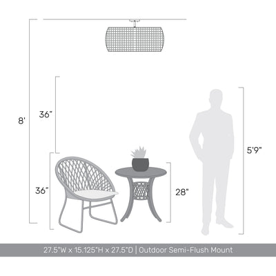 Golden Lighting Piper 5-light Outdoor Ceiling in Natural Black - - Golden Lighting