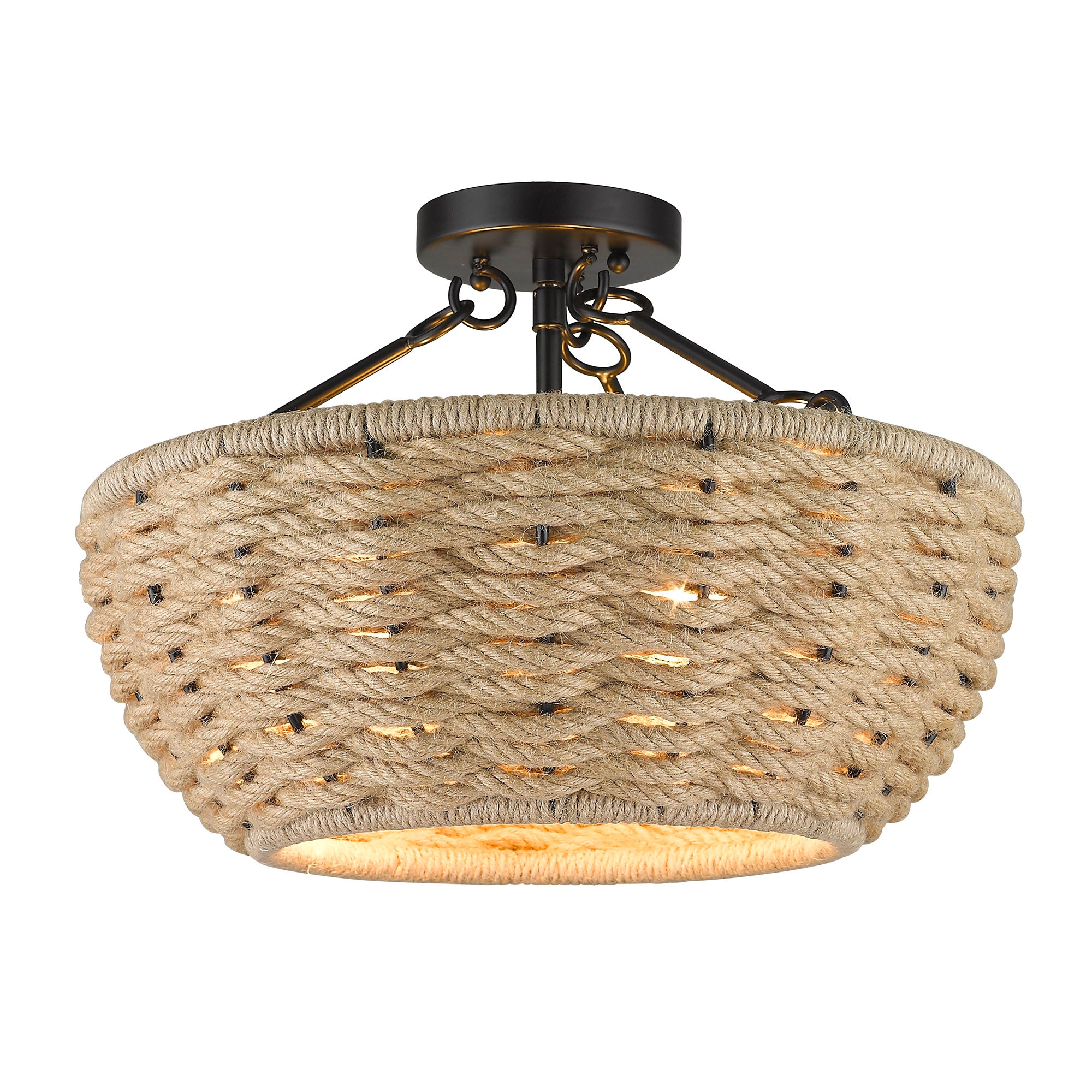 Golden Lighting Hathaway 3-light Semi-Flush Mount in Matte Black - - Golden Lighting