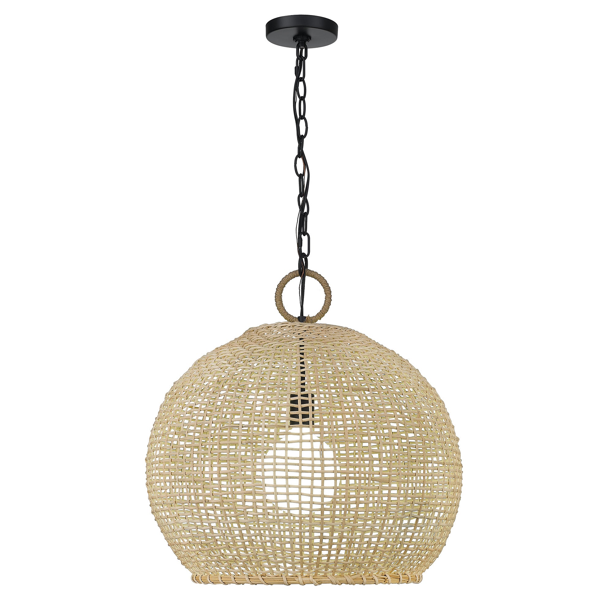 Reed Large Pendant in Matte Black - Matte Black / Bamboo / Beige - Golden Lighting